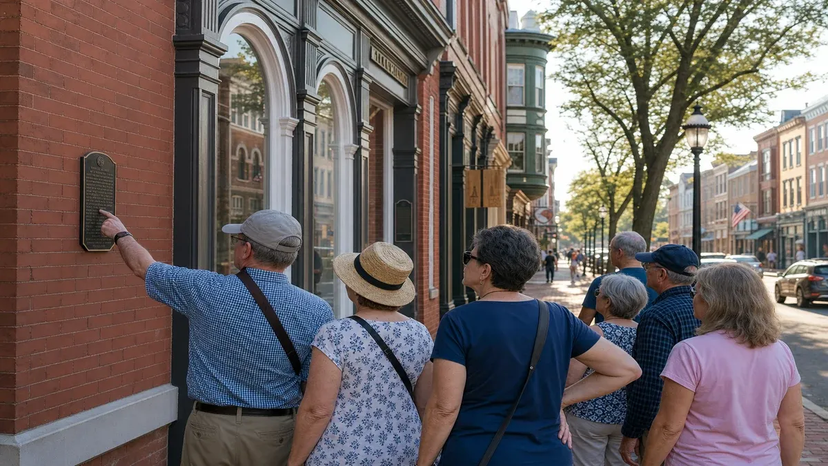 Downtown Walking Tours historic main street travel guide illustration