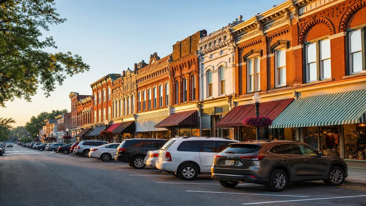 Historic Main Streets historic main street travel guide illustration