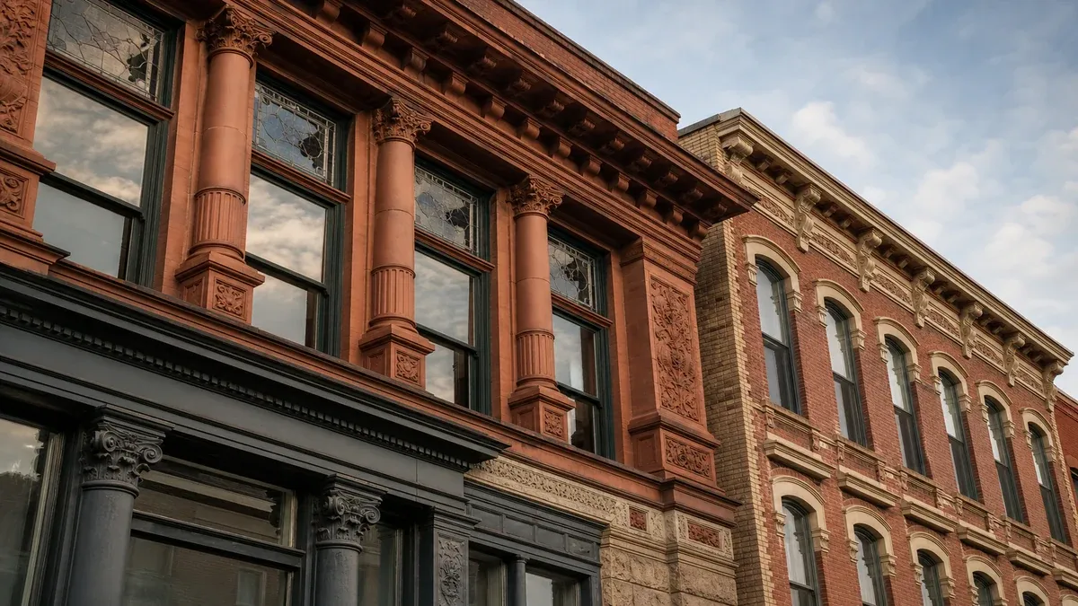 Local Architecture historic main street travel guide illustration