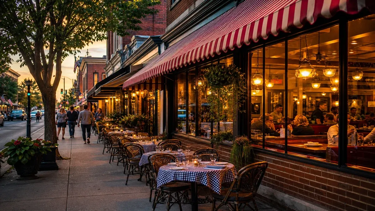 Local Restaurants historic main street travel guide illustration