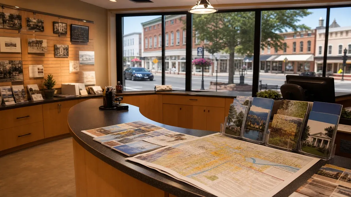 Visitor Guides historic main street travel guide illustration