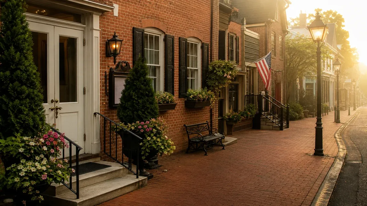 Weekend Trips historic main street travel guide illustration